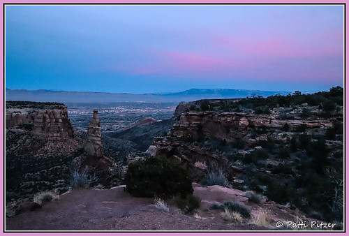 colorado coloradonationalmonument grandjunction bluehour clouds landscape rockformations rocks sandstone sunset usa