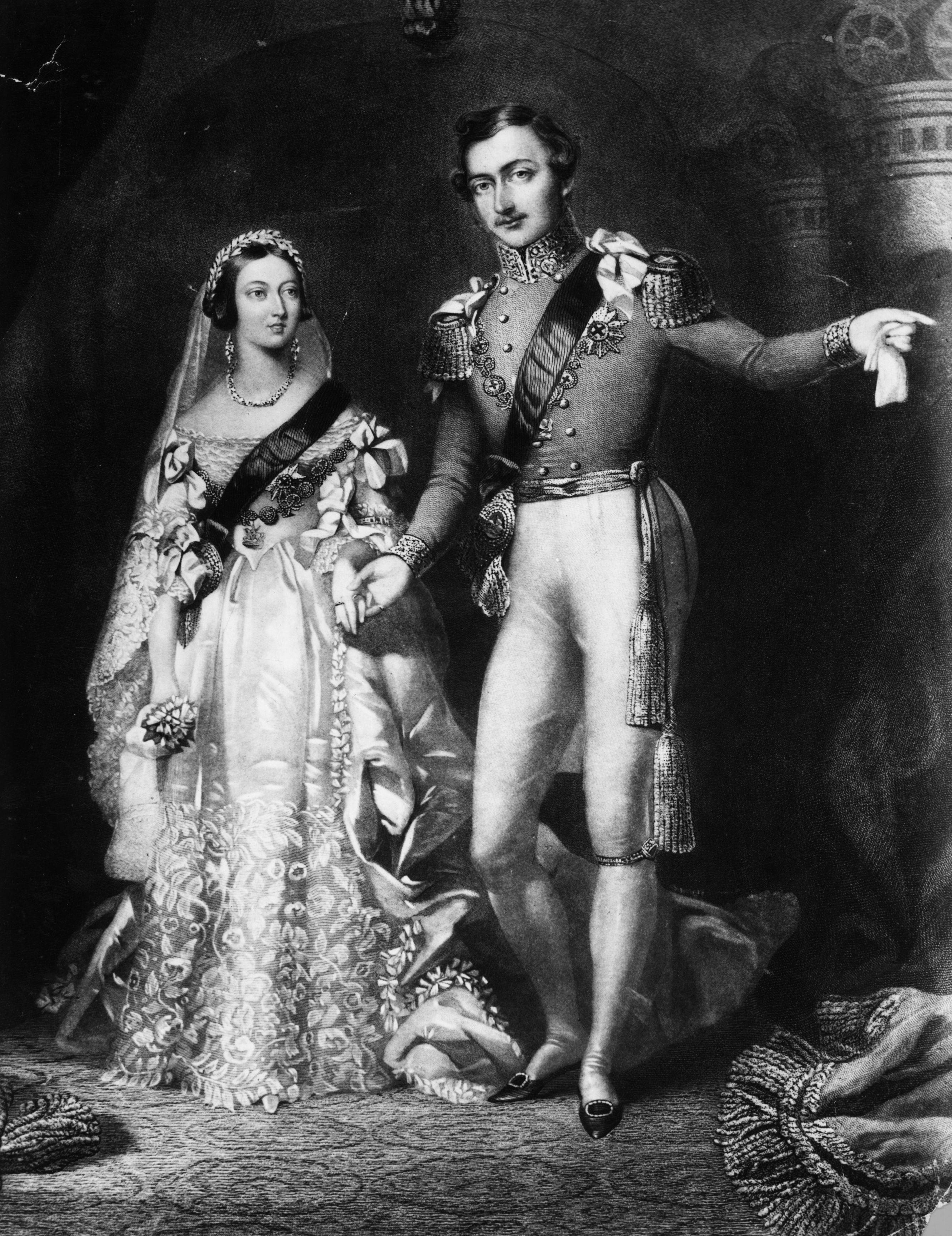 Queen Victoria and Prince Albert on their return from the marriage service at St James's Palace, London, February 10, 1840. Engraved by S Reynolds after F Lock.