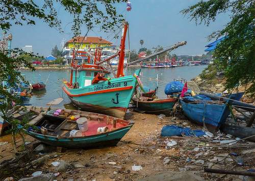 colors thailand fishingboats boat boats sea seaside beach beauty nature colorfull farben travel traveling serene tranquil panasonic water environment outdoor scenery scene landscape vessel tree litter garbage focus wrecks blue stranded shore fishing living tz90