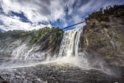 cascadedemontmerencyquebec cascade fall falls waterfalls montmerency quebec wimvandem water outdoors outdoor sky clouds blue contrast landscape mountain nature panorama park rock rocks river sony tree trees ultrawide greatphotographers