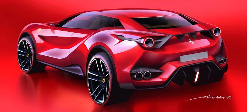 Speculative Ferrari SUV rendering by Artem Neretin