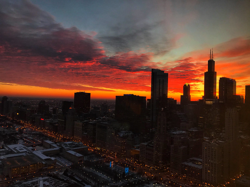 Winter sunset in Chicago