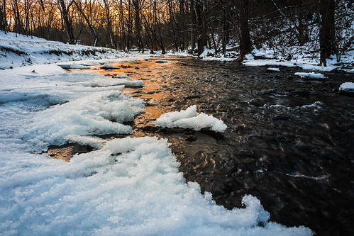 kentucky shawneeruntrail creek snow sunset winter