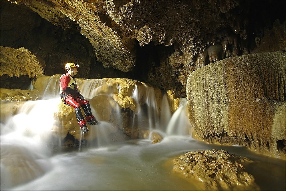 Waterfalls inside Lobo Cave