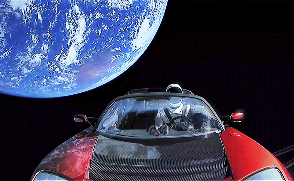 Starman on the way to Mars in a Tesla