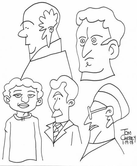 Sketchbook refugees (Or “Hey, did I just draw Kirk Douglas?”)