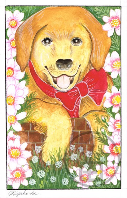 Dog with Flowers