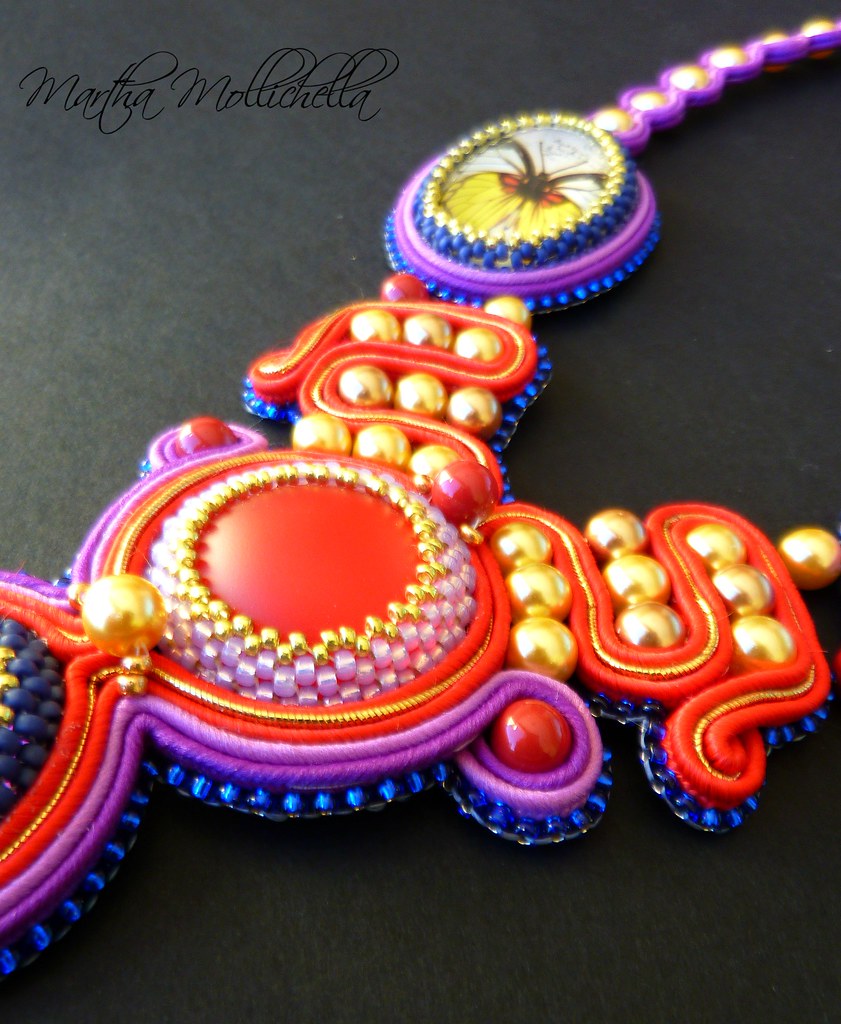 butterfly soutache necklace by Martha Mollichella