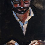 Texting Man; oil on canvas, 18 x 24 in, 2017