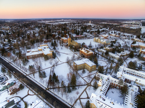 hdr aerial landscape campus drone quadcopter dji phantom3 stlawrence university college snow winter newyork canton northcountry
