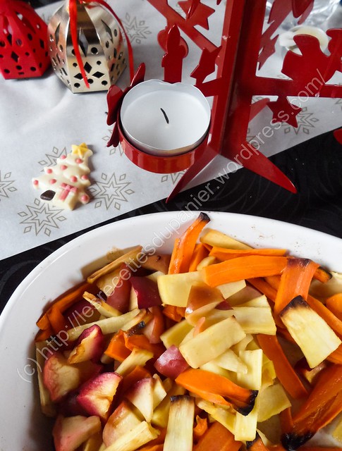 Panais, carottes et pommes rôtis au miel / Honey Roasted Parsnip, Carrot and Apple