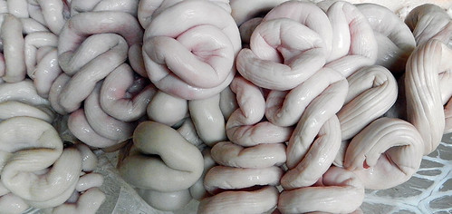 Offal in the form of intestines available in the main market (Ben Thanh Market) in HCMC (Saigon), Vietnam