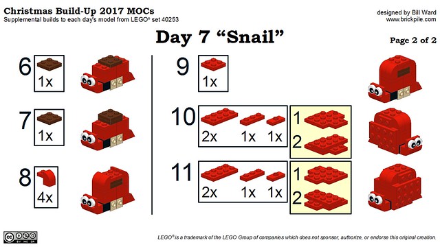 Christmas Build-Up 2017 Day 7 "Snail" MOC Instructions p1