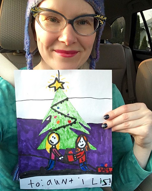 I requested some art for Christmas from my talented 8-year-old niece Ronia, and she drew me this. 💚