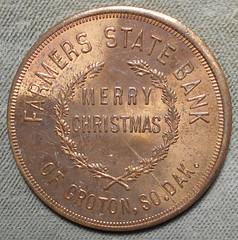 Farmers State Bank Of Groton, South Dakota Christmas token obverse