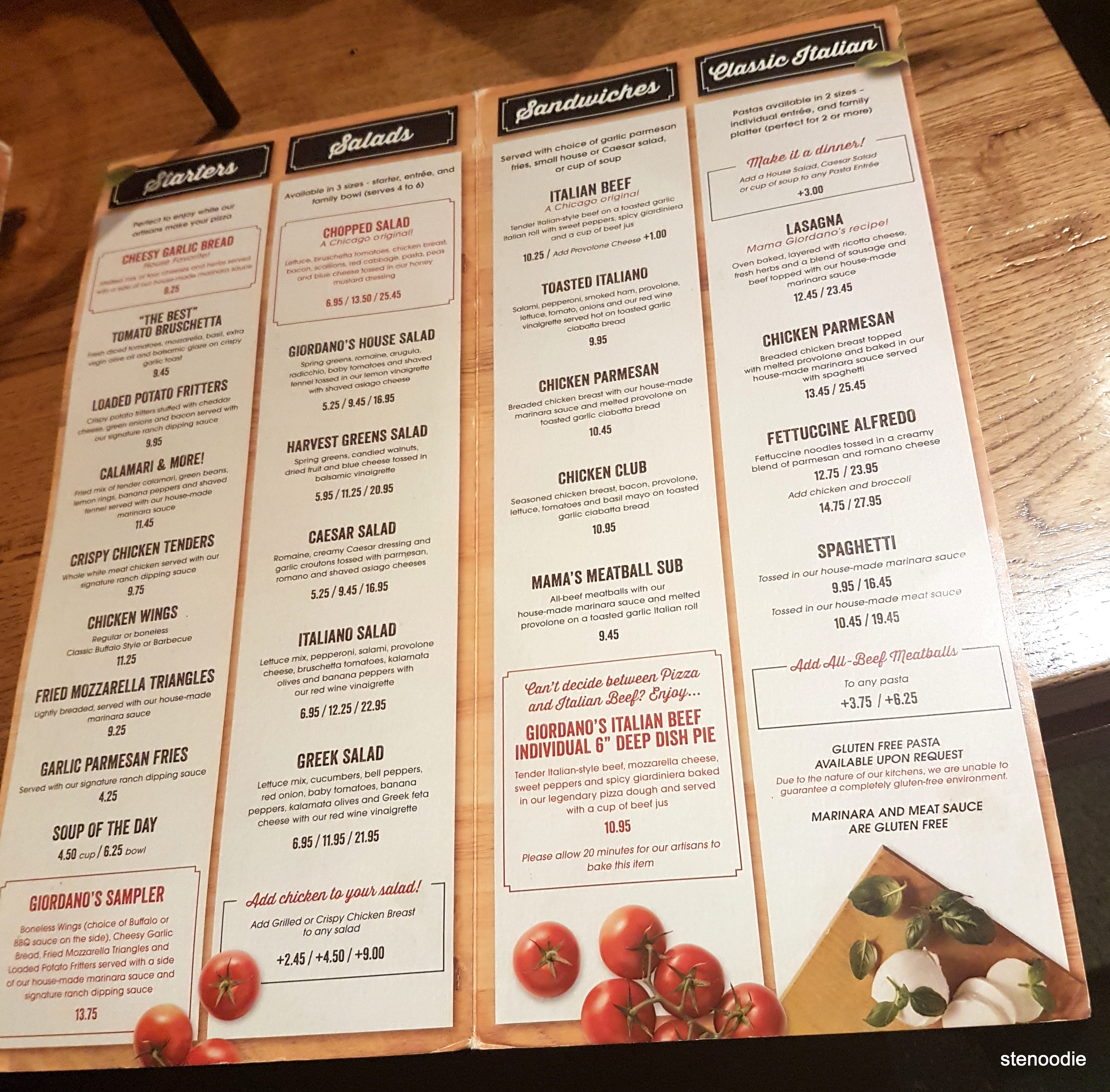 Giorando's menu and prices