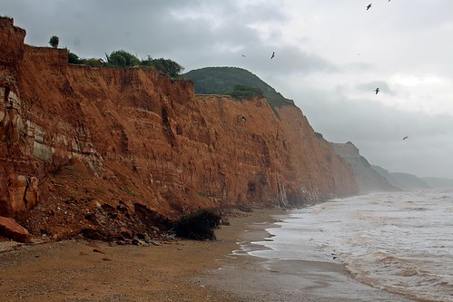 sidmouth devon cliff fall sea waves
