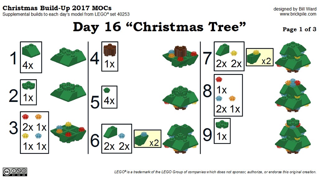 Christmas Build-Up 2017 Day 16 MOC "Christmas Tree" Instructions p1