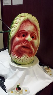 Santacarved from a watermelon