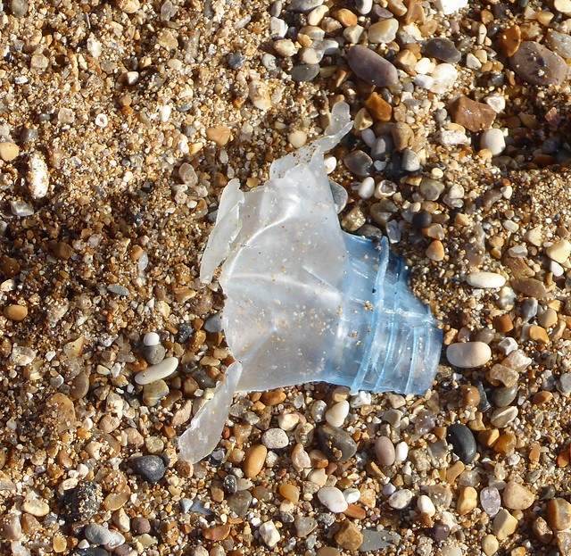 Well travelled bottle fragment on Cogden Beach