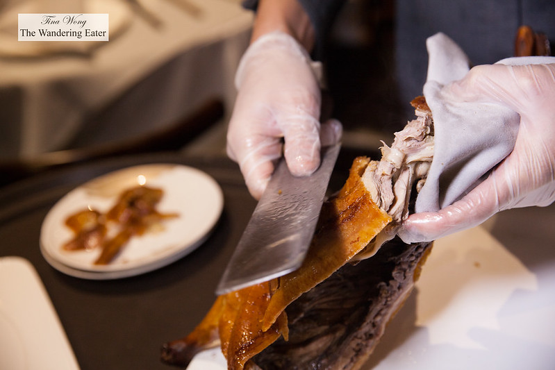 Slicing our Peking duck