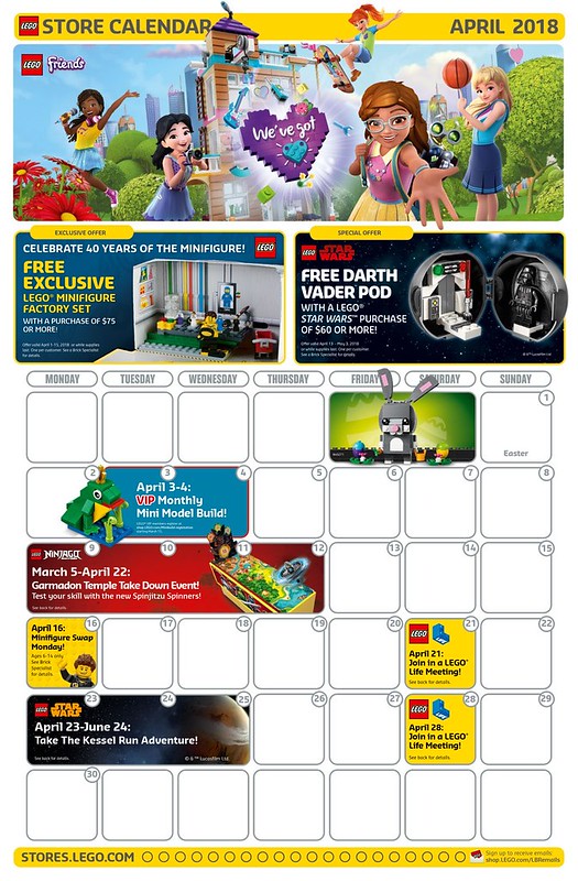 Lego Calendar April 2022 Lego April 2018 Store Calendar Promotions & Events - The Brick Fan