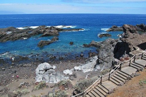 ocean rocks stairs steps water tenerife canaryislands spain landscape horizon