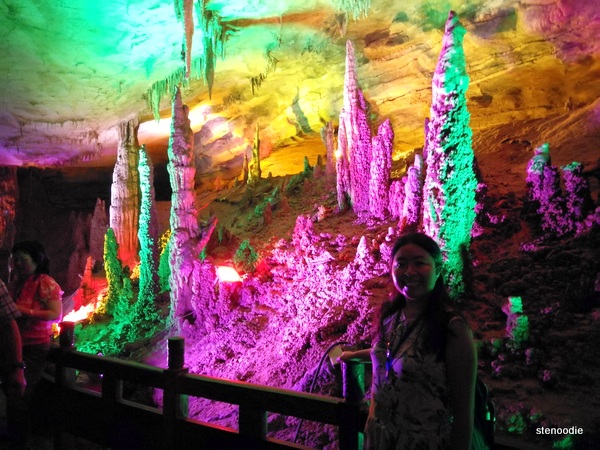 stalagmites in Yellow Dragon Cave