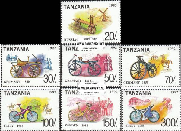 Známky Tanzánia 1992 Vozítka a bicykle, nerazítkovaná séria