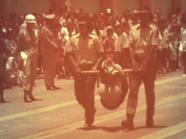 Guarda rural indígena: a foto mostra a formatura de 84 indígenas, em 1970, treinados pelo regime militar para realizar repressão nas aldeias - Créditos: Arquivo Convemg