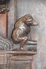 bench end: man with a boar's head (15th Century)