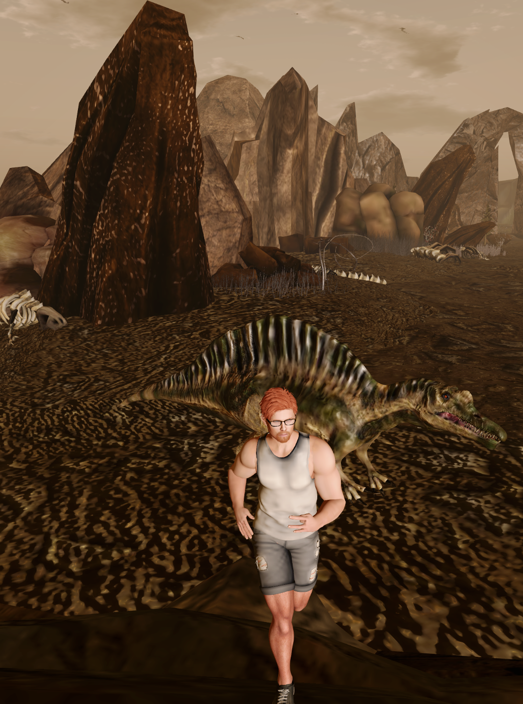 Running away from the Spinosaurus
