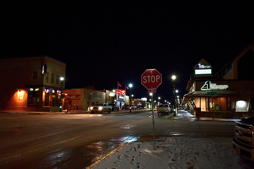 night cityscape north dakota watford city nd bakken basin oilfield winter lights