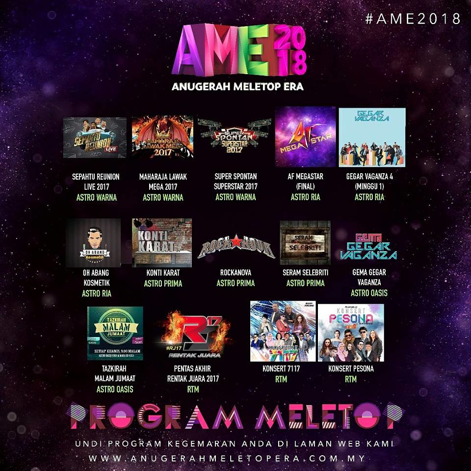 Pencalonan Awal Anugerah Meletop 2018