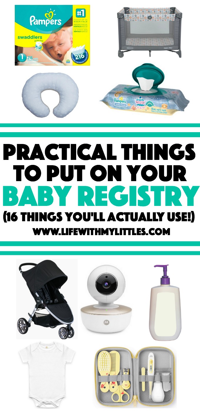 These 16 practical things to put on your baby registry are a life saver! A great list of things you'll actually use that you won't regret registering for!