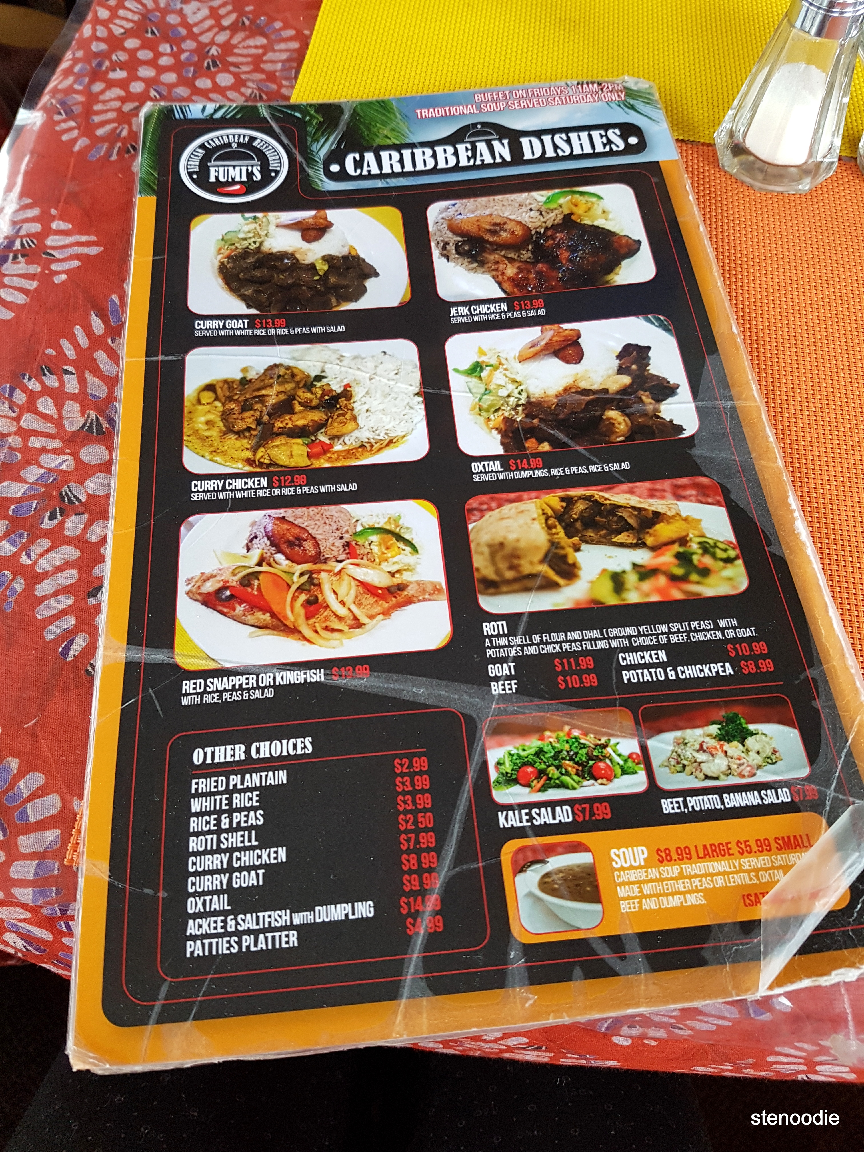 Fumi's African Caribbean Restaurant and Groceries menu and prices