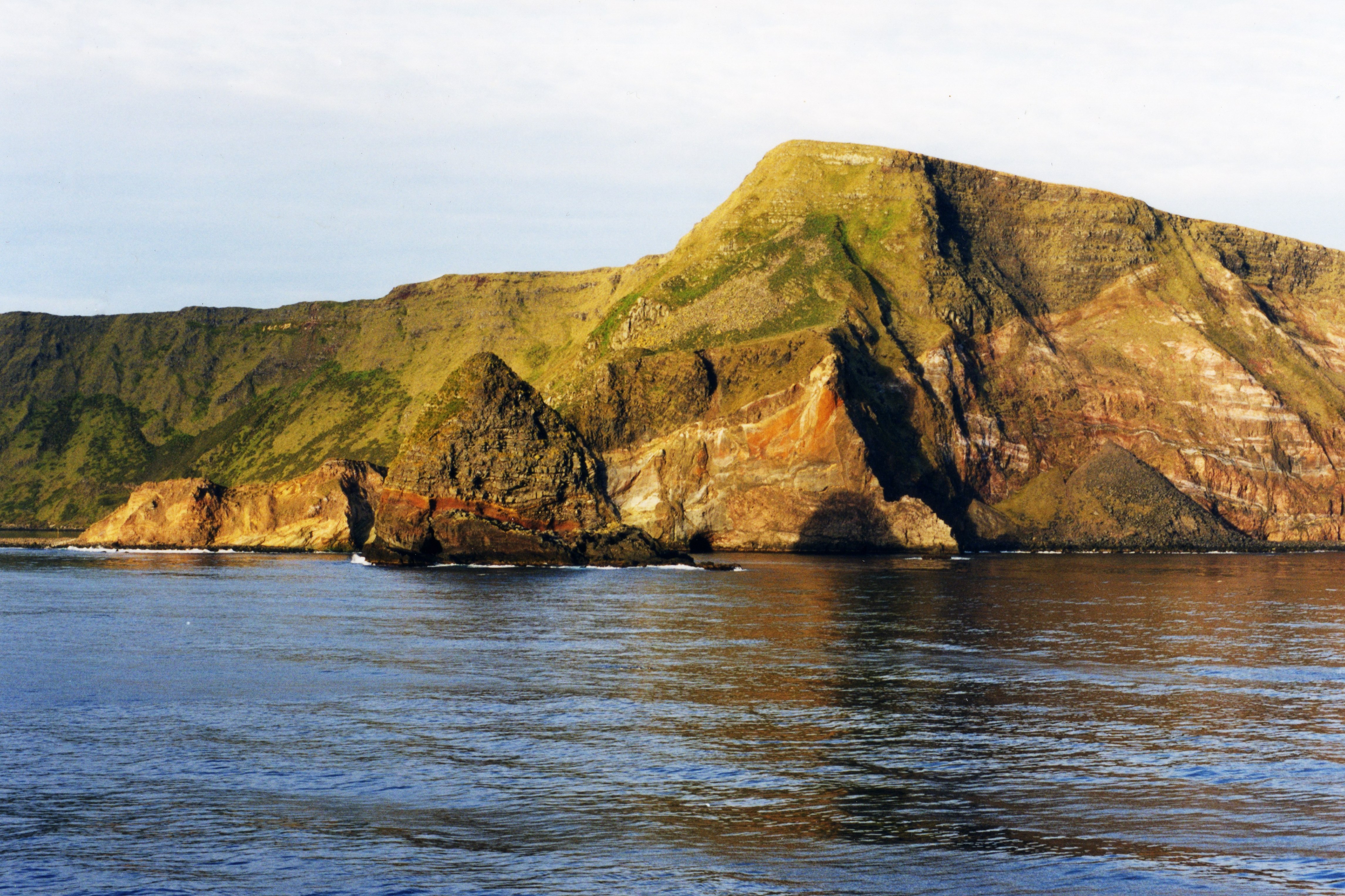 Saint-Paul Island with Quille Rock in the foreground.