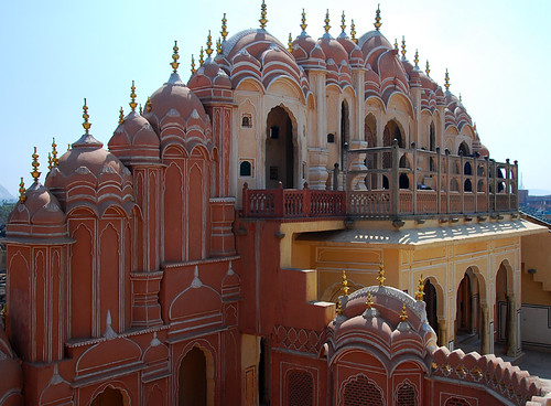 The pink Hawa Mahal, or Palace of Winds, is in Jaipur, India