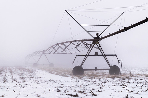 indiana nikon nikond5300 farm fog foggy geotagged irrigation rural snow sprinklers winter