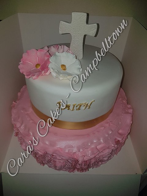 Ribbon Rosettes for Faiths Christening by Cara Dawson of Cara's Cake's - Campbelltown NSW