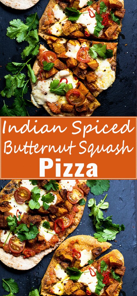 Indian Spiced Butternut Squash Naan Pizza #vegetarian #naanpizza #butternutsquash