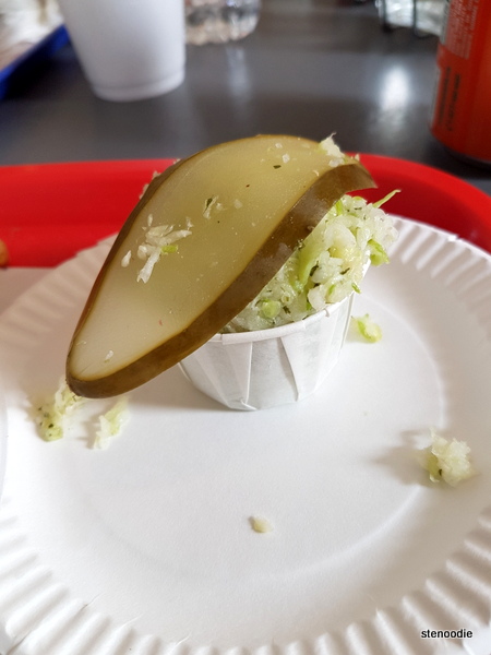  Slice of pickle and coleslaw