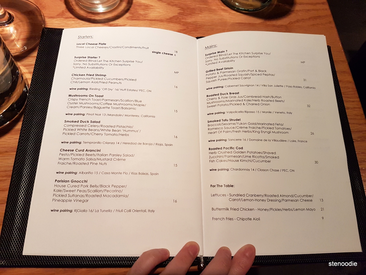 Allium Restaurant dinner menu and prices 