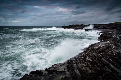 atlantic coast aran islands ireland west doolin republic landscape seascape waves sea rocks gloomy limestone