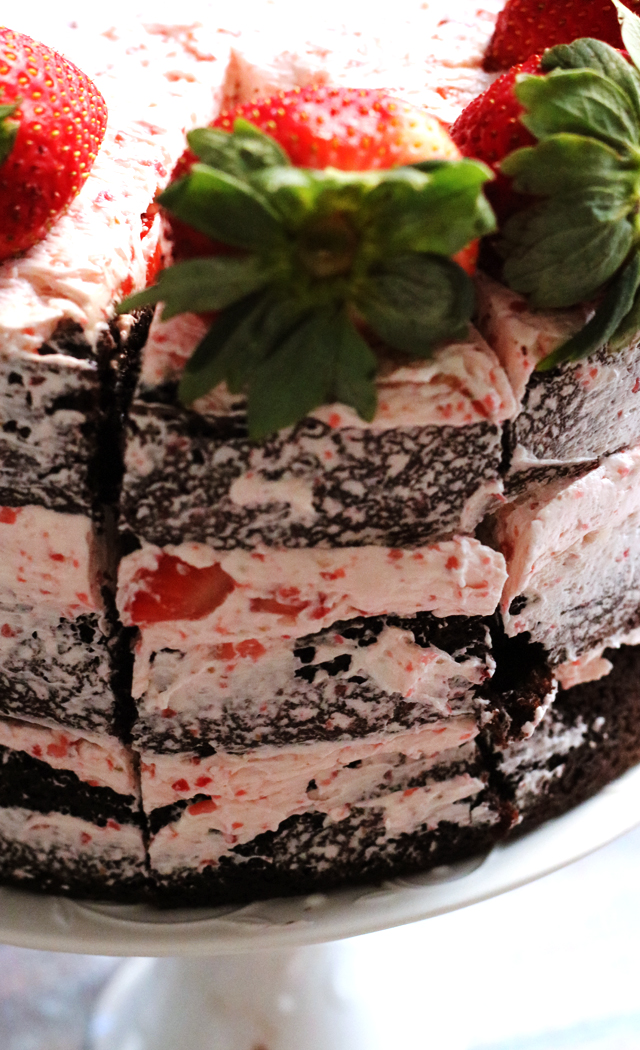 Dark Chocolate Covered Strawberry Layer Cake