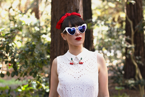 Modcloth Eyelet in the Sun Sleeveless Top Wholeheartedly Darling Sunglasses in White
