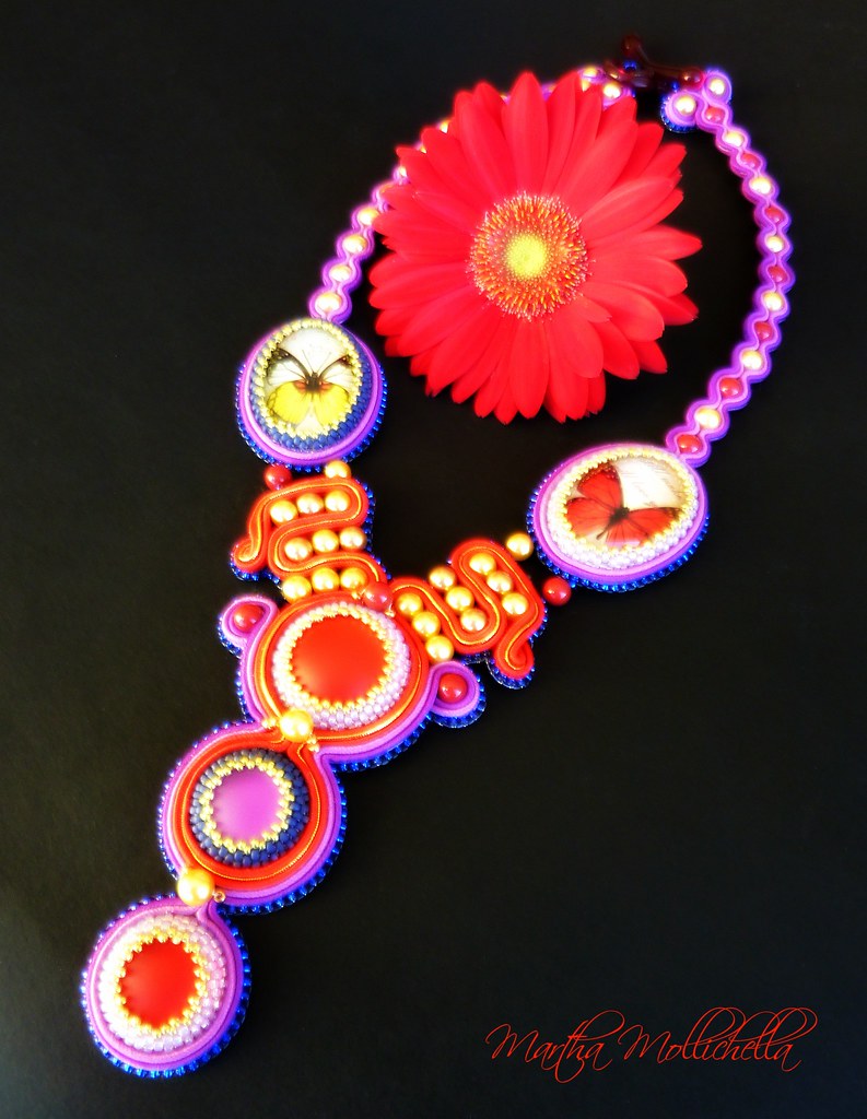 butterfly soutache necklace by Martha Mollichella