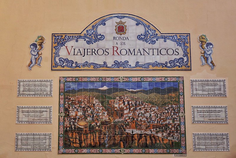 Viajeros Románticos mural in Ronda, Spain