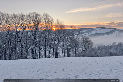 winter morning snow landscape meadow trees kudlovskavrchovina sunrise czech