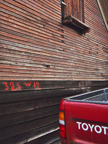 Weathered garage in the back alley near my place